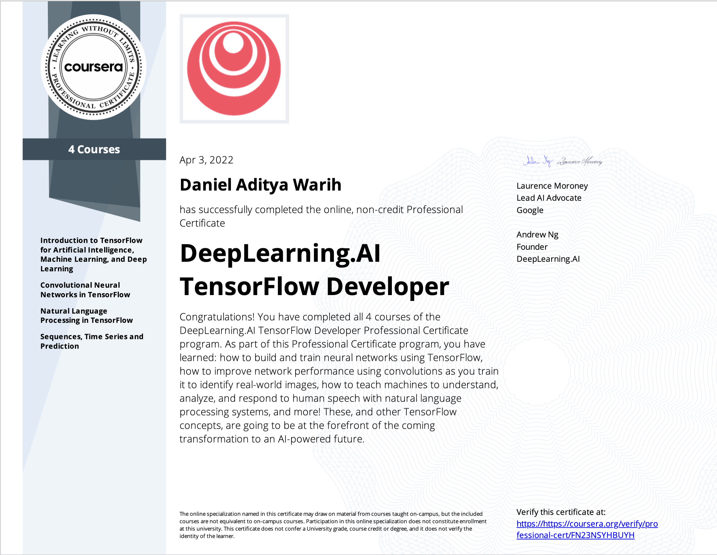 DeepLearning.AI TensorFlow Developer